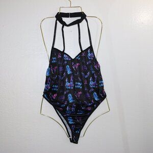 Shein Plus Size Halloween Print Teddy Bodysuit – Size 1XL (14) 🎃🦇